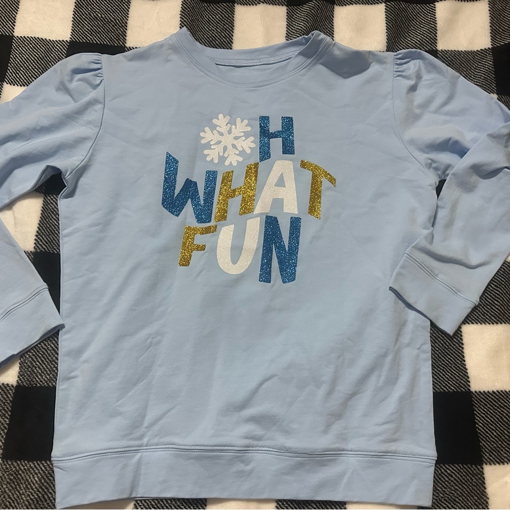 Azarhis Blue Winter Graphic Long Sleeve Shirt Girl's XL/14
